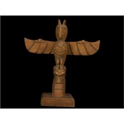 Carved Cedar Two Figure Totem 9  x 8  Good Condition…