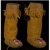 Image 1 : Pair of Beaded High Top Fringed Moccasins 9 1/2" L. Good Condition…