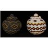 Image 1 : Two Beaded Basketry Circular Jars 3 1/2" D. Good Condition…