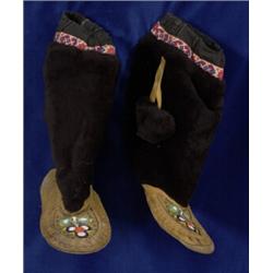 Pair of Beaded Hightop Moccasins with Fur Trim Good Condition…