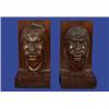 Image 1 : Pair of Old Carved Wood Indian Head Book Ends 6 1/2" H. 3 1/2" W. Fair Condition…