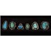 Six Navajo Silver and Turquoise Rings  Good…