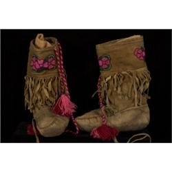 Pair of Old Northern Plains Beaded High Top…