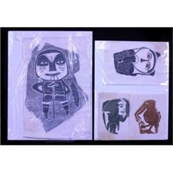 Four Unframed Authentic Inuit Stone Cut Pri…