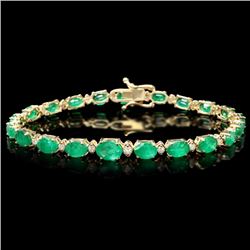 14k Gold 11ct Emerald .60ct Diamond Bracelet