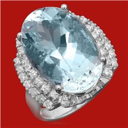 14k Gold 12.01ct Aquamarine 0.90 Diamond Ring
