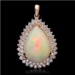 14K Gold 14.29ct Opal 2.38ct Diamond Pendant