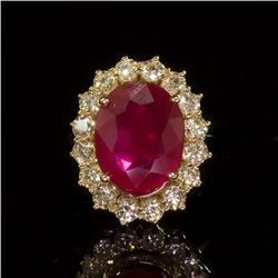 14k Gold 7.27ct Ruby 1.70ct Diamond Ring