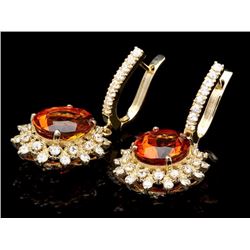 14k Gold 8.00ct Citrine 2.25ct Diamond Earrings
