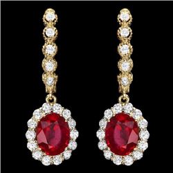 14k Gold 5.00ct Ruby 1.30ct Diamond Earrings