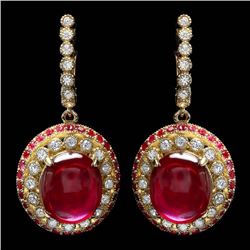 14k Gold 22.3ct Ruby 1.20ct Diamond Earrings