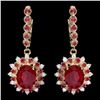 Image 1 : 14k Gold 8.2ct Ruby 0.65ct Diamond Earrings