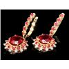 Image 2 : 14k Gold 8.2ct Ruby 0.65ct Diamond Earrings