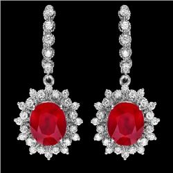 14k Gold 11.30ct Ruby 1.80ct Diamond Earrings
