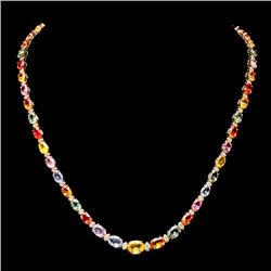 14k Gold 30.00ct Sapphire 1.20ct Diamond Necklace