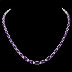 14k Gold 28.00ct Amethyst 1.40ct Diamond Necklace