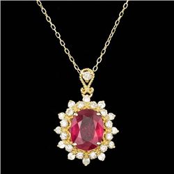 14k Gold 3.00ct Ruby 0.70ct Diamond Pendant