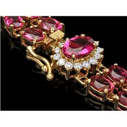 14k Gold 21ct Tourmaline 0.45ct Diamond Bracelet
