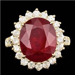 14k Yellow Gold 10.00ct Ruby 1.30ct Diamond Ring