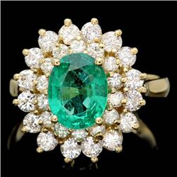 18k Gold 1.75ct Emerald 1.50ct Diamond Ring