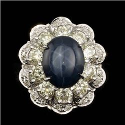 14k White Gold 6.00ct Sapphire 3ct Diamond Ring