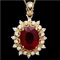 14k Gold 5.00ct Ruby 0.60ct Diamond Pendant