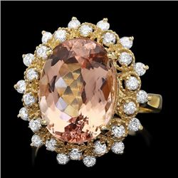 14k Gold 7.80ct Morganite 0.80ct Diamond Ring