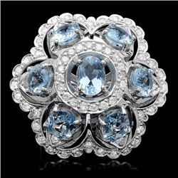 14k Gold 8.00ct Aquamarine 1.35ct Diamond Ring
