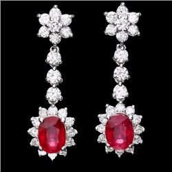 14k Gold 4.00ct Ruby 2.50ct Diamond Earrings