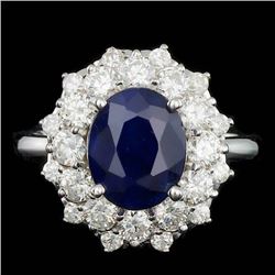 14k Gold 3.00ct Sapphire 1.40ct Diamond Ring