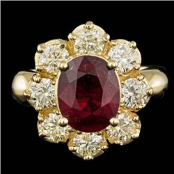 14k Yellow Gold 3.00ct Ruby 1.50ct Diamond Ring