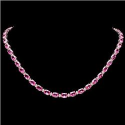 14k Gold 36ct Sapphire 1.70ct Diamond Necklace