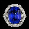 Image 1 : 18k Gold 16.00ct Tanzanite 2.60ct Diamond Ring