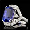 Image 2 : 18k Gold 16.00ct Tanzanite 2.60ct Diamond Ring