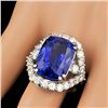 Image 3 : 18k Gold 16.00ct Tanzanite 2.60ct Diamond Ring