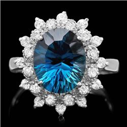 14k White Gold 4.20ct Topaz 0.75ct Diamond Ring