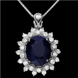 14k Gold 4.40ct Sapphire 0.85ct Diamond Pendant