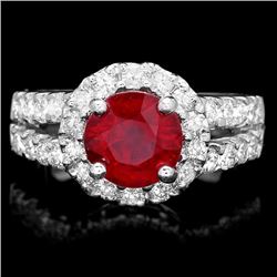 14k White Gold 3.00ct Ruby 1.30ct Diamond Ring