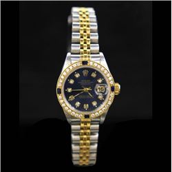 Rolex Two-Tone DateJust 26mm Diamond Dial & Bezel Aprox. 1.1 cts. (4) Sapphires Womens Wristwatch