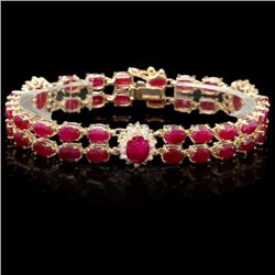 14k Yellow Gold 26ct Ruby 1.25ct Diamond Bracelet