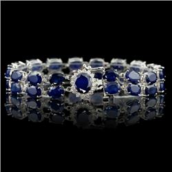14k Gold 50ct Sapphire 0.65ct Diamond Bracelet