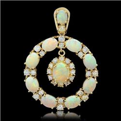 14K Gold 7.43ct Opal 2.42ct Diamond Pendant