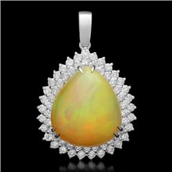 14K Gold 14.86ct Opal 2.35ct Diamond Pendant