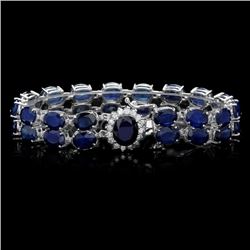 14k Gold 49.5ct Sapphire 0.65ct Diamond Bracelet
