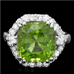 14k White Gold 7.50ct Peridot 1.20ct Diamond Ring