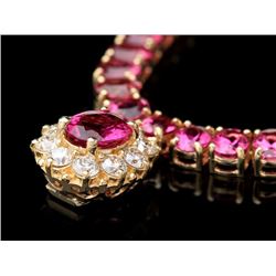 14k Gold 40ct Tourmaline 1ct Diamond Necklace