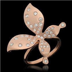14K Gold 0.78ct Diamond "Butterfly" Ring