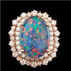 14k Rose Gold 6.00ct Opal 2.00ct Diamond Ring