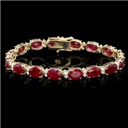 14k Gold 28.00ct Ruby 1.40ct Diamond Bracelet