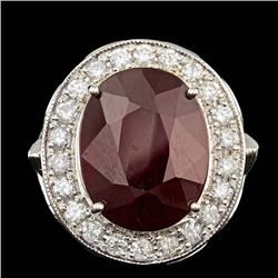 14k White Gold 12.50ct Ruby 1.90ct Diamond Ring